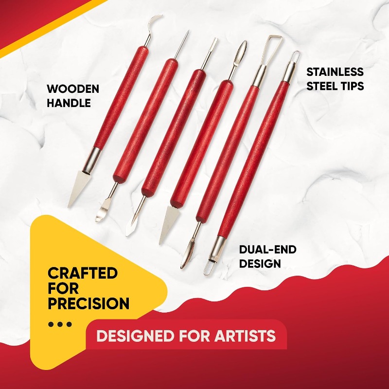 Wood Chisel Set - 6-częściowy zestaw narzędzi do modelowania gliny